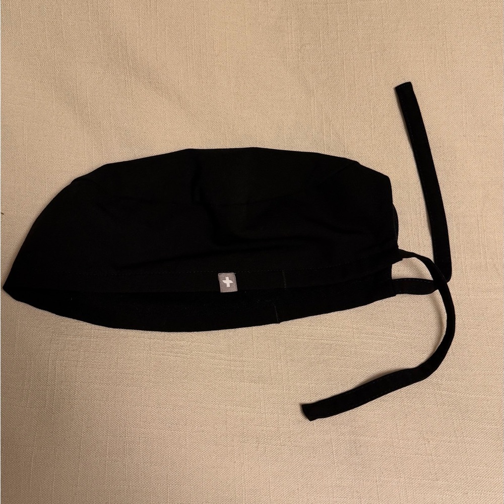 Figs Black Medical Scrub Cap with Ties